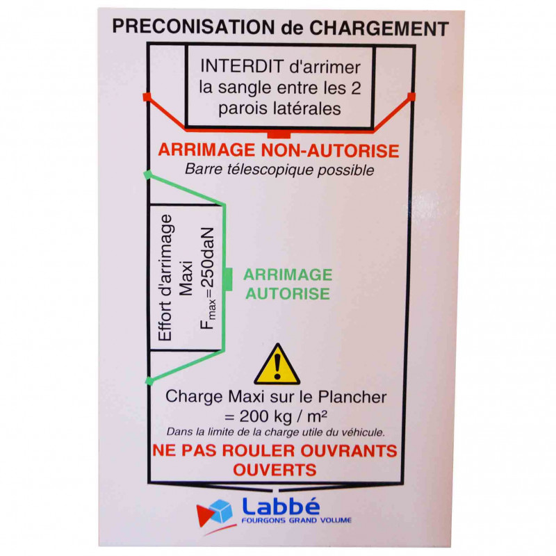 Adhésif préconisation chargement