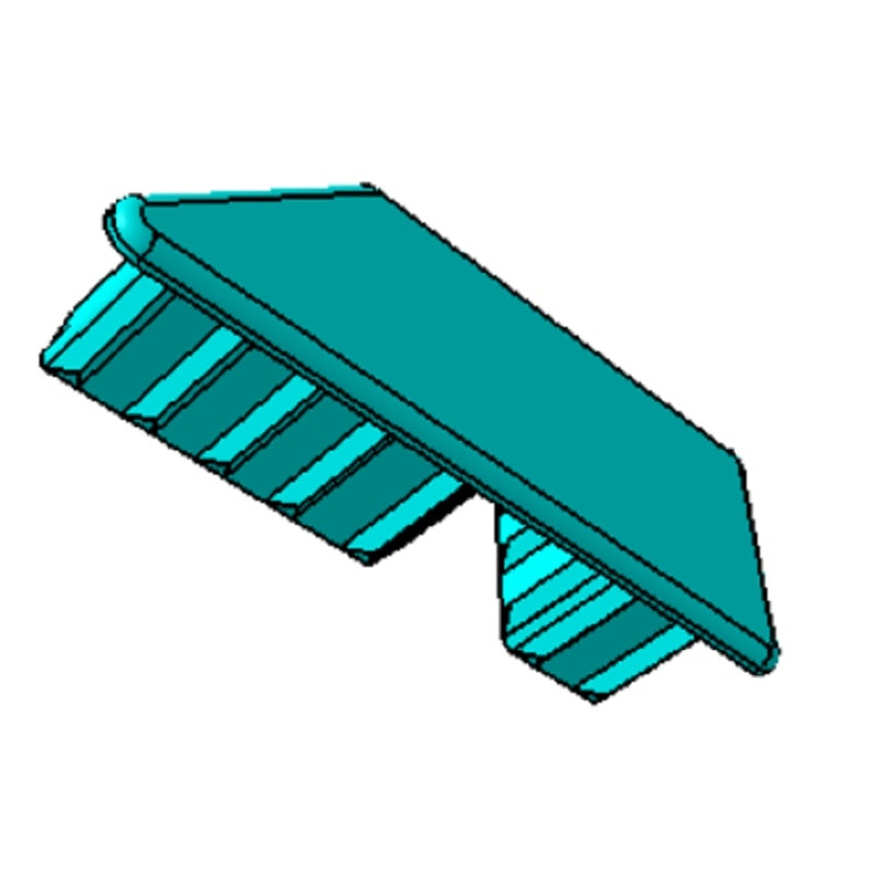 Bouchon plastique ridelle droite et gauche, vu de biais.