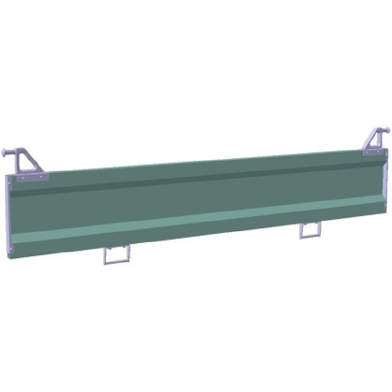 Ridelle arrière acier assemblée de hauteur 350mm, vue de face de biais.