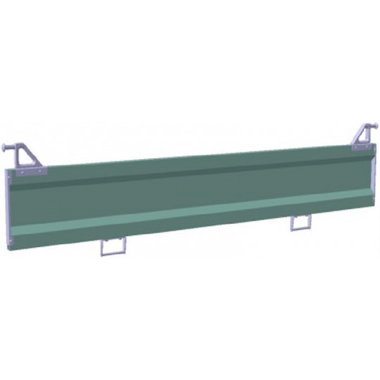 Ridelle arrière acier assemblée de hauteur 350mm, vue de face de biais.