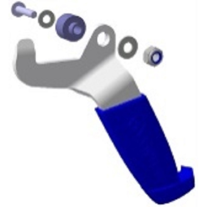 Poignée de benne avant gauche et/ou arrière droit, vue verticale avec visserie.