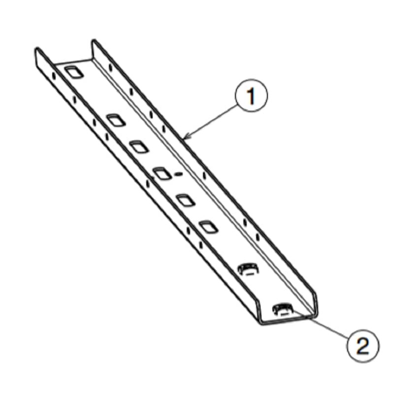 Montant porte échelle de hauteur 2 m, schéma.