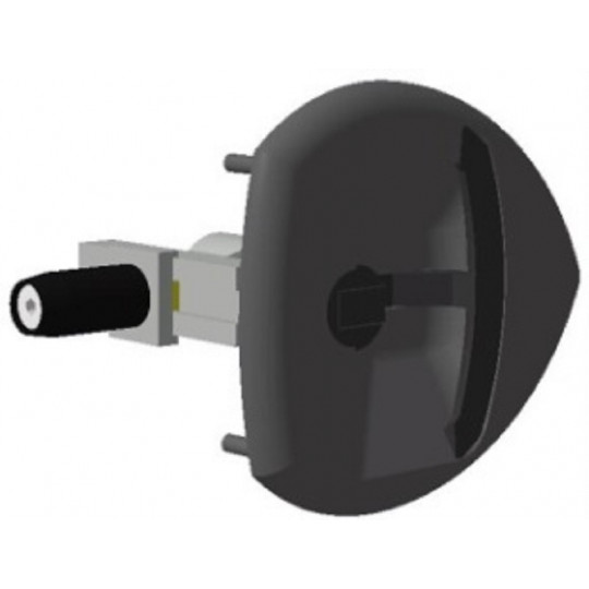 Poignée de coffre benne, vue de biais.