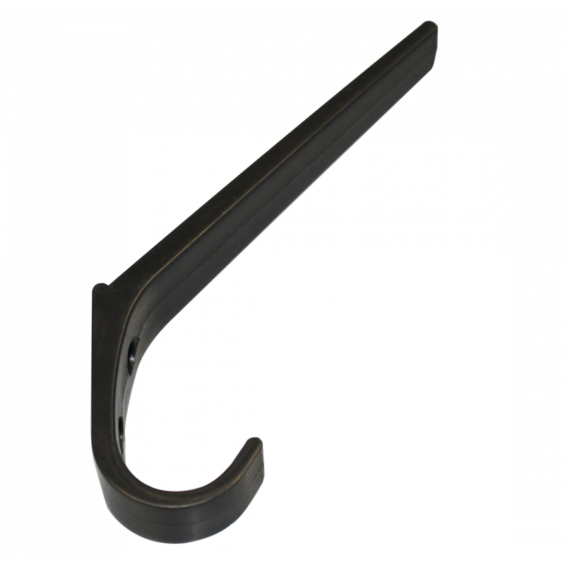 Patère simple plastique noir, vu en contrebas.