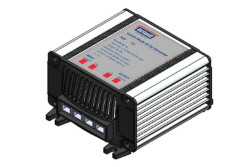 Transformateur électrique convertissant 12 ou 24V en 32V pour alimenter le rideau électrique de caisse de fourgon Labbé Gruau
